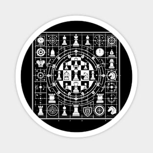 black and white chessboard design Magnet